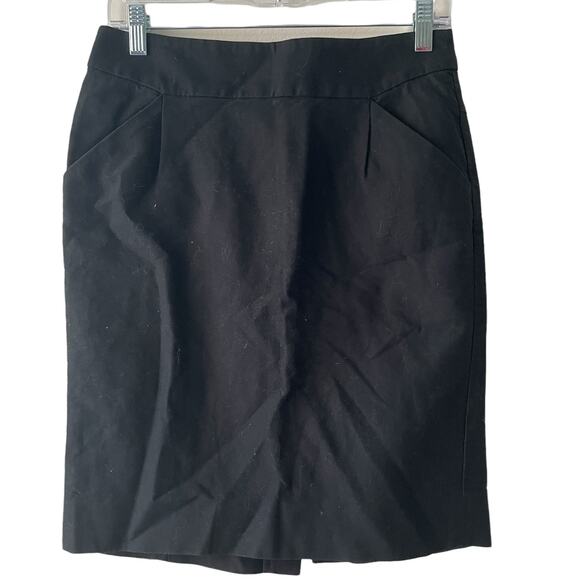 J. Crew Black "The Pencil" Textured Skirt w Princess Cut & Diagonal Pockets - 4 - Picture 1 of 7